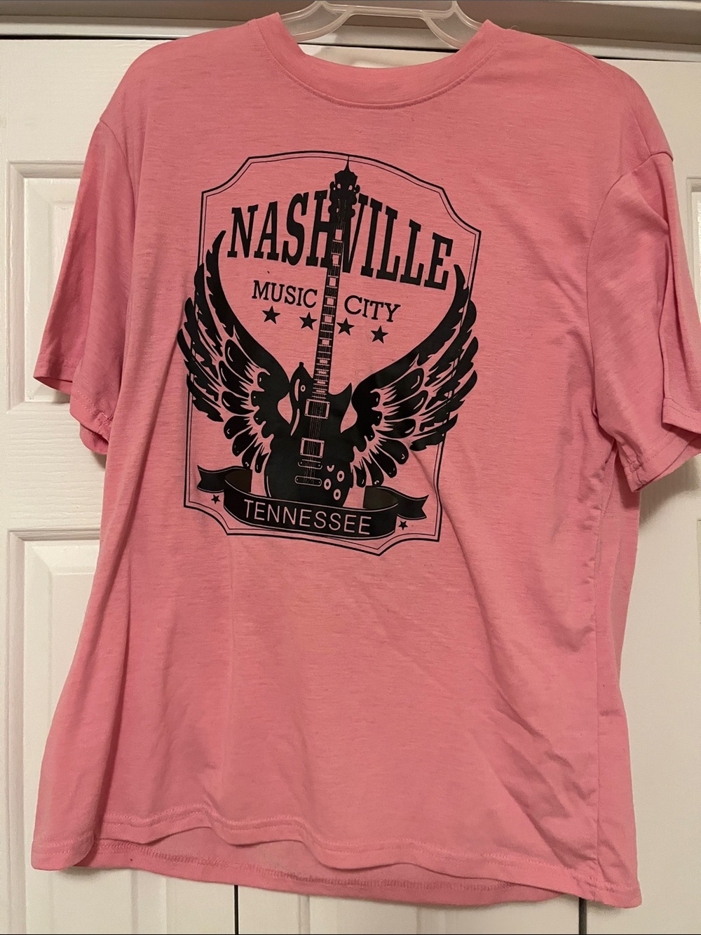 Nashville Music City Graphic Tee - Pink with Black Print